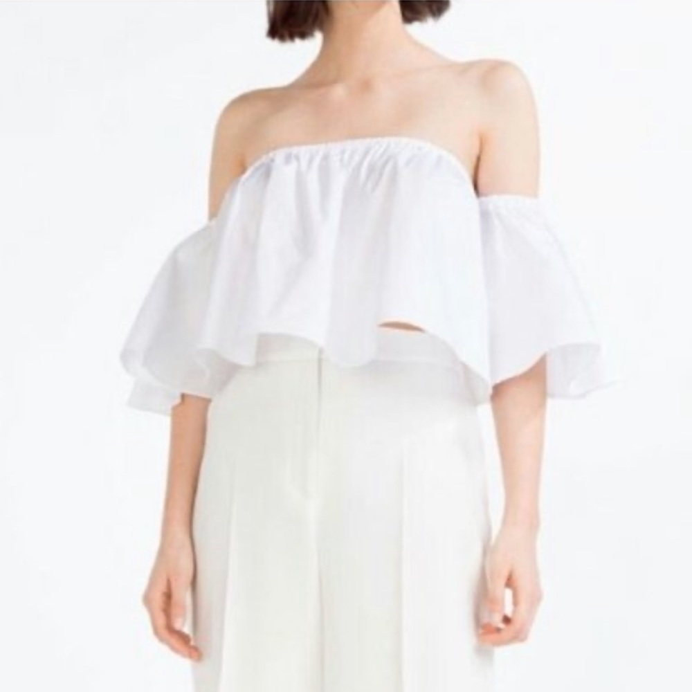 Zara white off the shoulder crop top